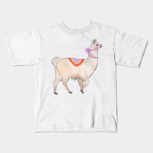 Happy Llama Walking Down the Street Kids T-Shirt